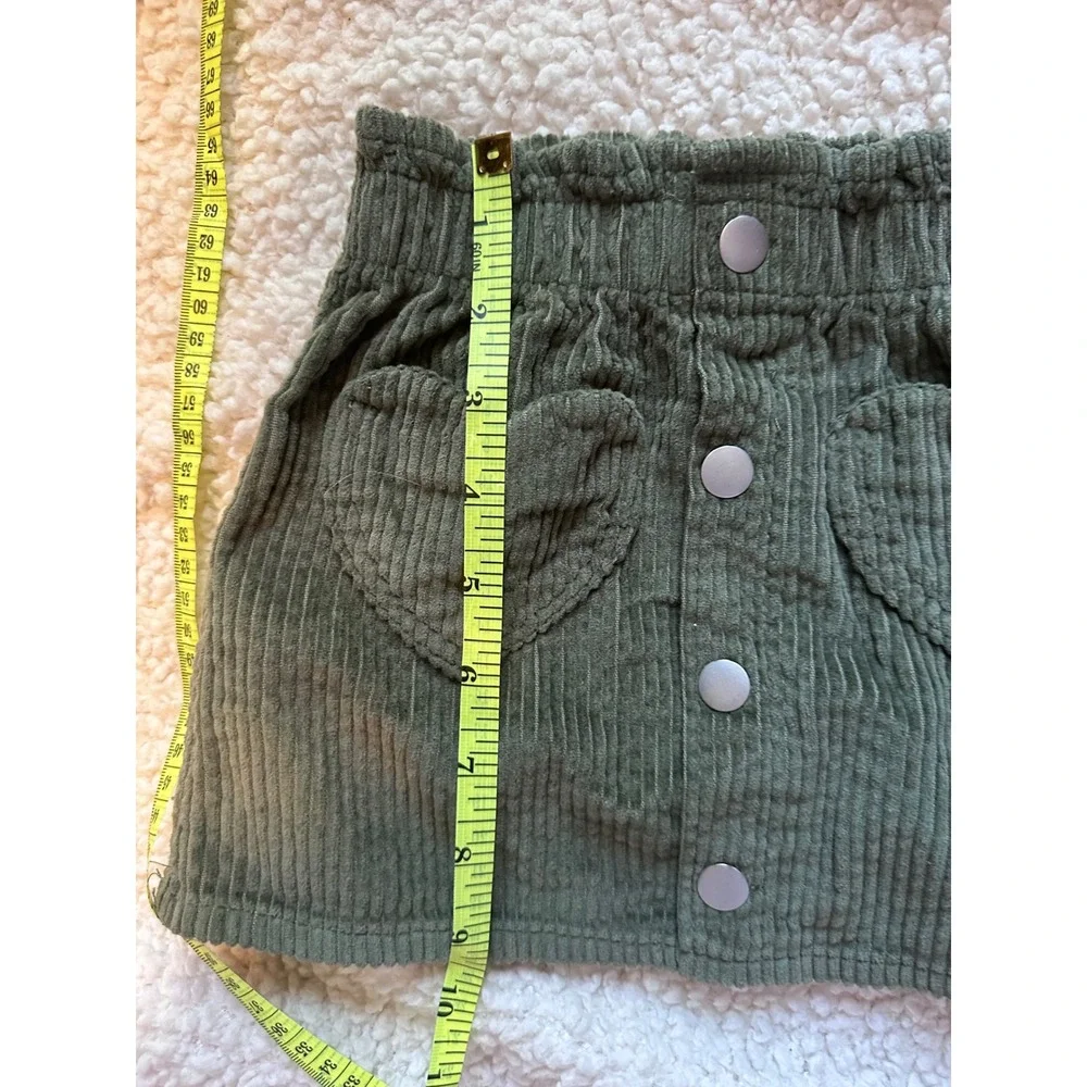 Old Navy Toddler Girls Olive Green Corduroy Heart Pocket Skirt 18-24M NWT